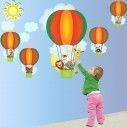 Kids wall stickers balloons, animals, balloon ride (green)