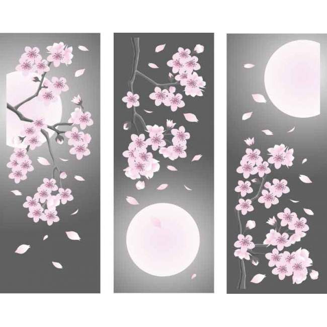 Canvas print Spring full moon,  3 panels, side