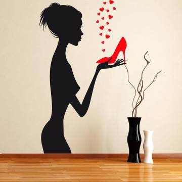 Αυτοκόλλητο τοίχου γυναίκα, παπούτσια, γόβες, Love red shoes
