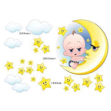 Kids wall stickers Baby at moon, good night baby 2