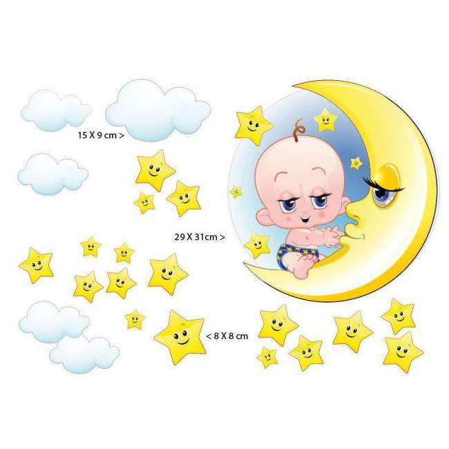 Kids wall stickers Baby at moon, good night baby