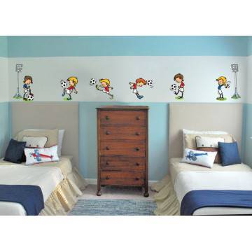 Αυτοκόλλητα τοίχου παιδικά ποδόσφαιρο μπάλες και προβολείς. Μικροί ποδοσφαιριστές