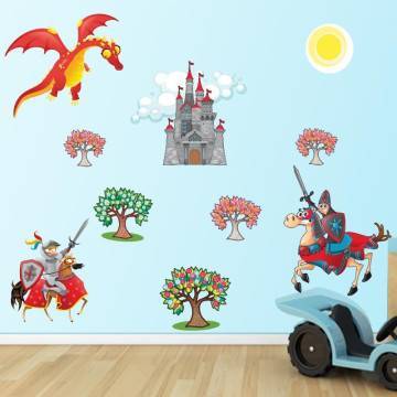 Kids wall stickers Knights, castle and dragon