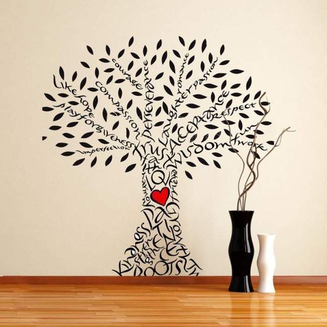 Αυτοκόλλητο τοίχου δέντρο σχηματισμένο από λέξεις και καρδιά, Feelings tree
