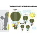 Wall stickers hot air balloons, animals (earth green)