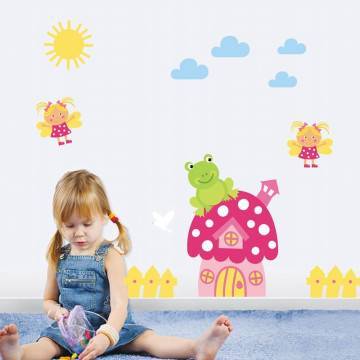 Αυτοκόλλητα τοίχου παιδικά Φραουλόσπιτο, νεράιδες και βατραχάκι, μικρή παράσταση