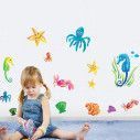 Αυτοκόλλητα τοίχου παιδικά Θαλασσινά ζωάκια και κοχύλια, Sea set
