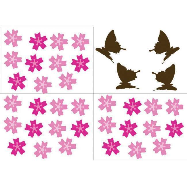Kids wall stickers Butterfly Blowing Cherry dark brown, additional stickers