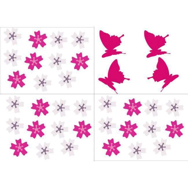 Kids wall stickers Butterfly Blowing Cherry white, additional  illustration