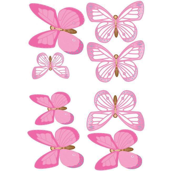 Kids wall stickers Butterflies pink at large size