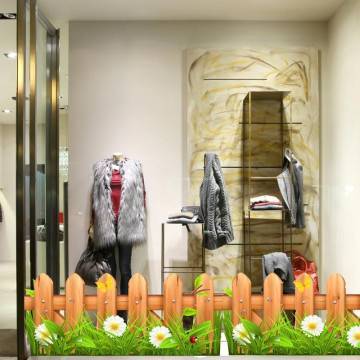 Easter Window Decal Wooden Garden Fence Watercolor Style View 1 2