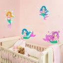 Kids wall stickers baby mermaids