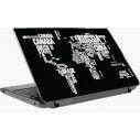 Laptop skin World map white & black