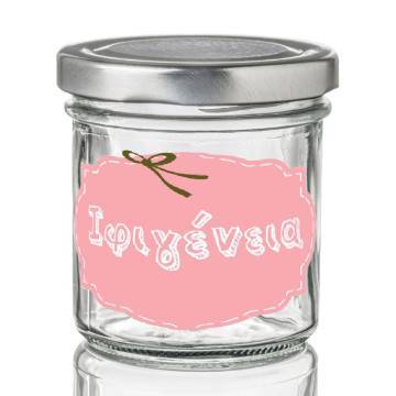 Sticker label Pink  with ribbon