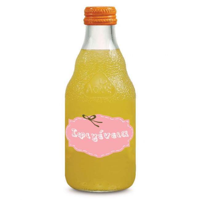 Sticker label Pink  with ribbon