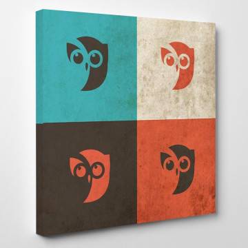 Canvas print Owls retro 2