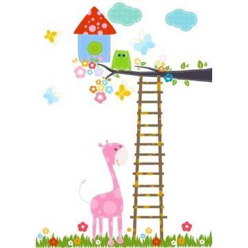 Closet sticker Owl tree Self adhesive fabric (Frameless Phototex), minimal style 2