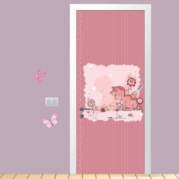 Αυτοκόλλητο πόρτας Kitty and ladybug, παιδικό