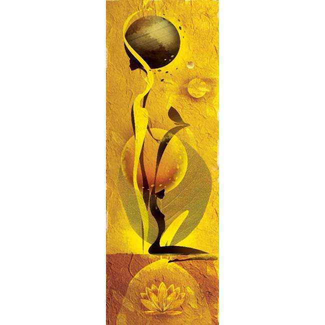 Abstract girl yellow,αυτοκόλλητο πόρτας