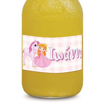 Sticker label Princess and pony