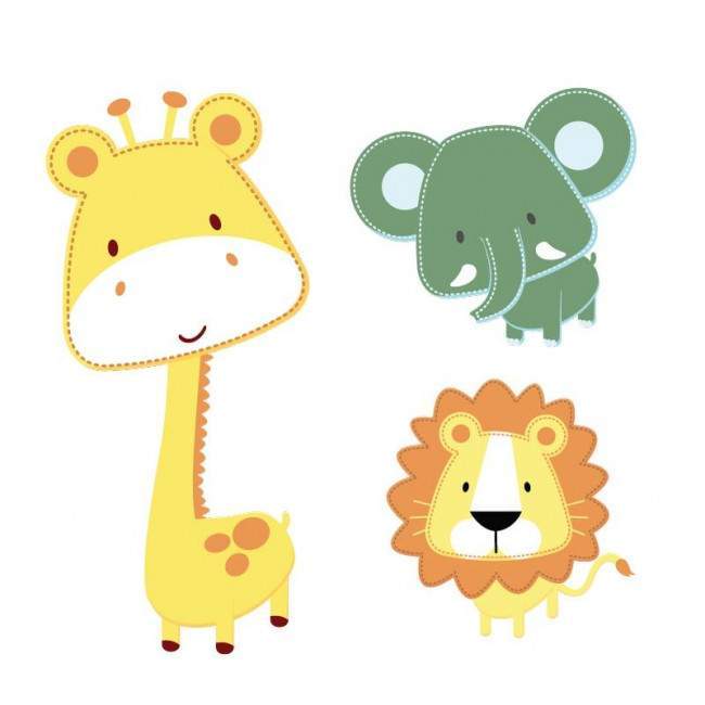 Safari animals(pale green), μπορντούρα αυτοκόλλητη