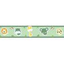 Wall sticker border Safari animals (pale green)
