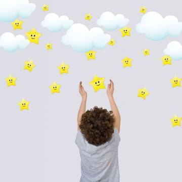 Kids wall stickers stars Smiley stars