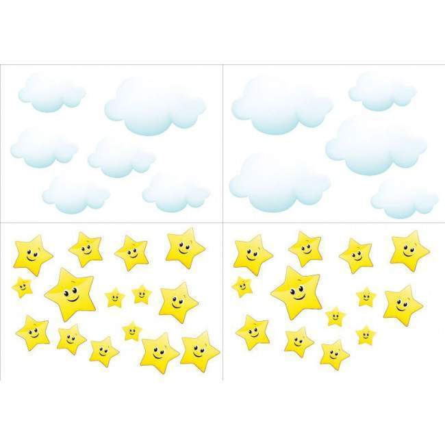 Kids wall stickers stars Smiley stars