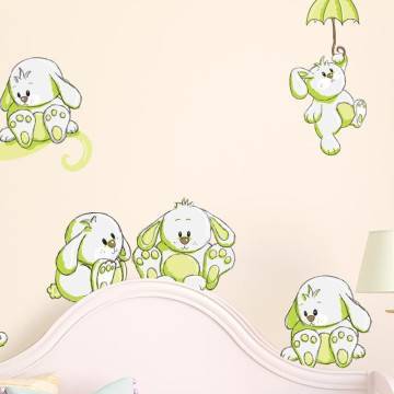 Kids wall stickers Rabbits everywhere apple green 2