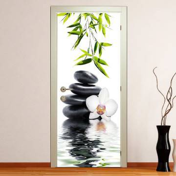 Door sticker White orchid  and bamboo