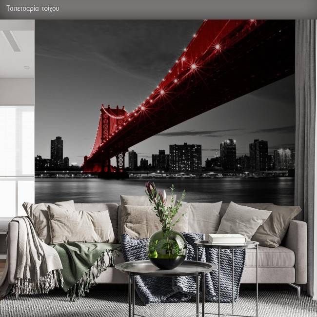 Wallpaper Red Manhattan bridge
