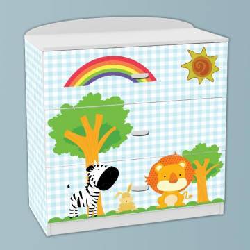 Drawer sticker Zebra and lion  blue