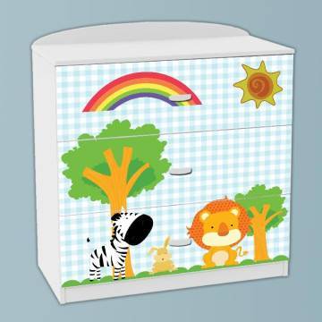 Drawer sticker Zebra and lion  blue 2