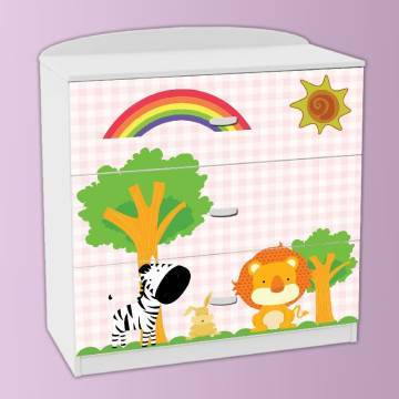 Drawer sticker Zebra and lion pink 2