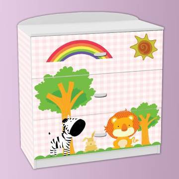 Drawer sticker Zebra and lion pink