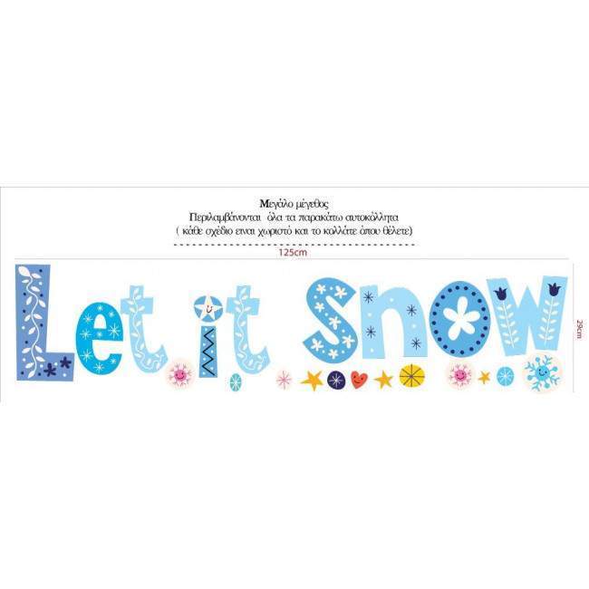 Let it snow ,αυτοκόλλητα βιτρίνας ,τοίχου, λεπτομέρεια