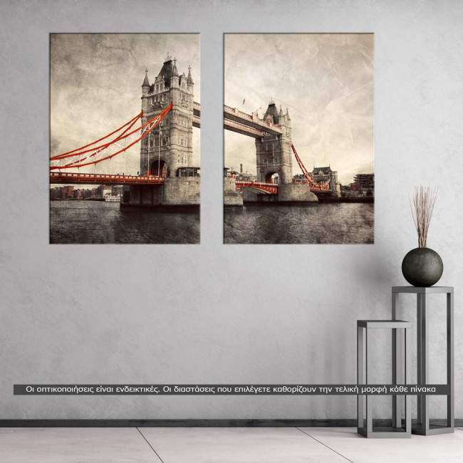 Canvas print Tower bridge, vintage, two panels