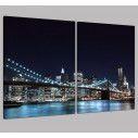 Canvas print Brooklyn bridge dark blue, two panels, side