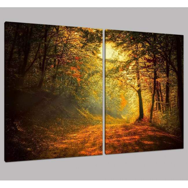 Forest memories, δίπτυχος  πίνακας σε καμβά, κοντινό