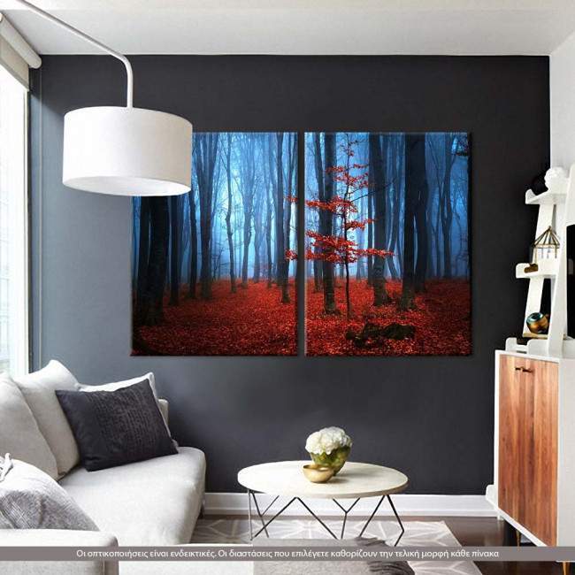 Canvas print Autumnal foggy forest I, two panels