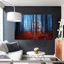 Canvas print Autumnal foggy forest I, two panels
