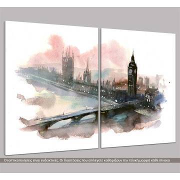 Canvas print London watercolors, two panels 2
