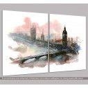 Canvas print London watercolors, two panels, side