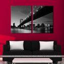 Canvas print Manhattan bridge grayscale, two panels