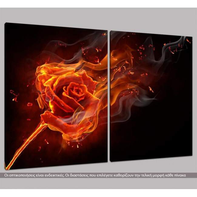 Canvas print Rose on fire, two panels, side