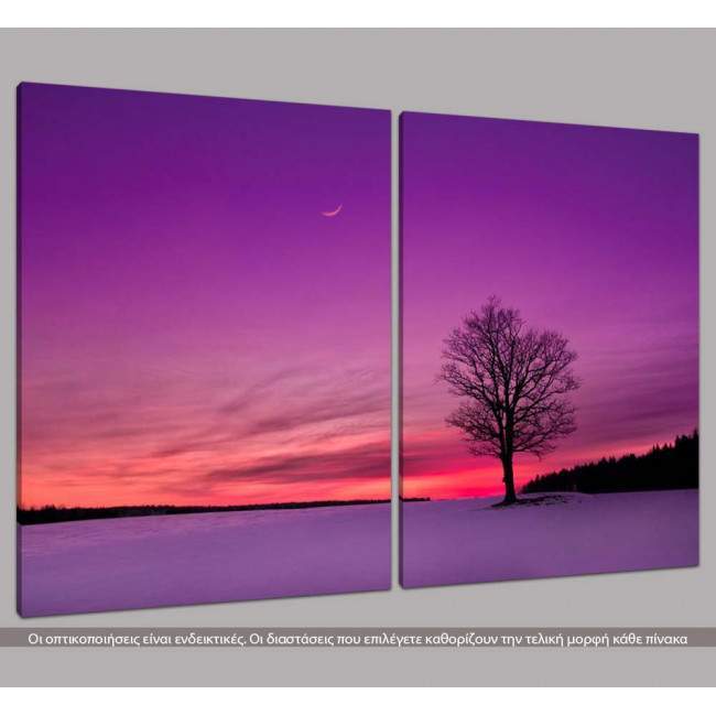 Τwilight, δίπτυχος  πίνακας σε καμβά, κοντινό