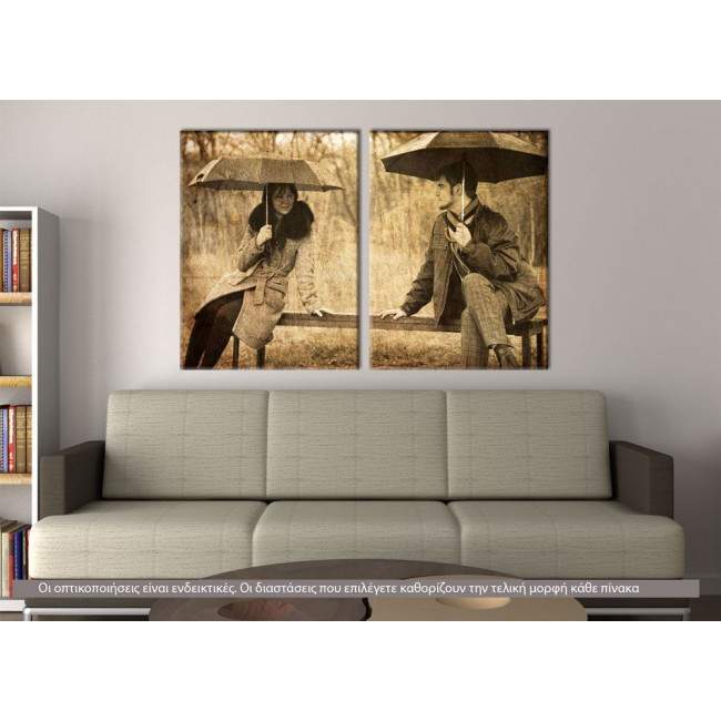 Canvas print Flirting @ bench, two panels