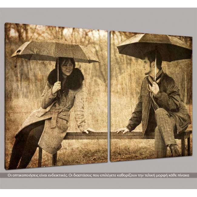 Canvas print Flirting @ bench, two panels, side