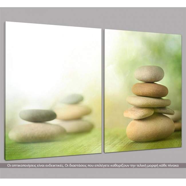 Canvas print Stone piles green, two panels, side