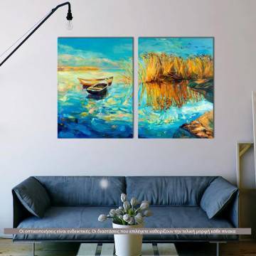 Canvas print Lake memories, two panels